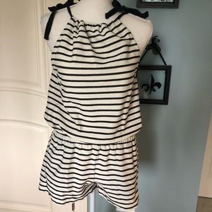 Madewell Stripe Tie Shoulder Romper